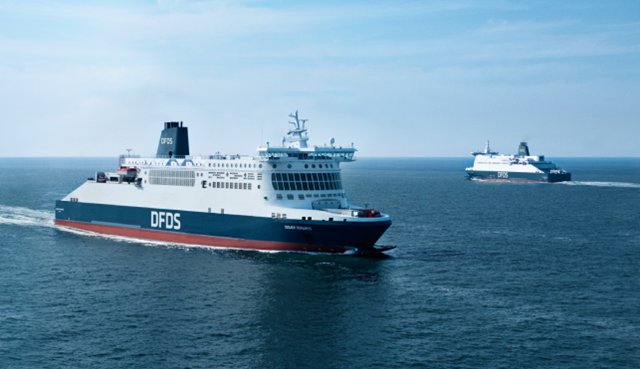 DFDS branded ferries at sea
